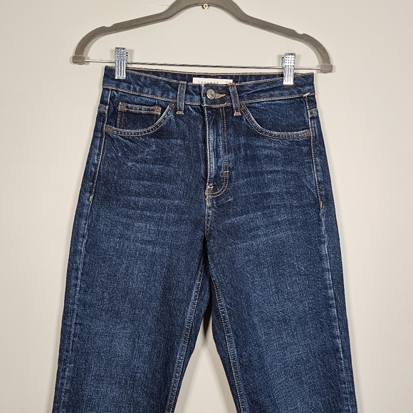 Topshop Raw Hem straight Leg High Rise Jeans in Indigo Size 26 - Picture 5 of 15